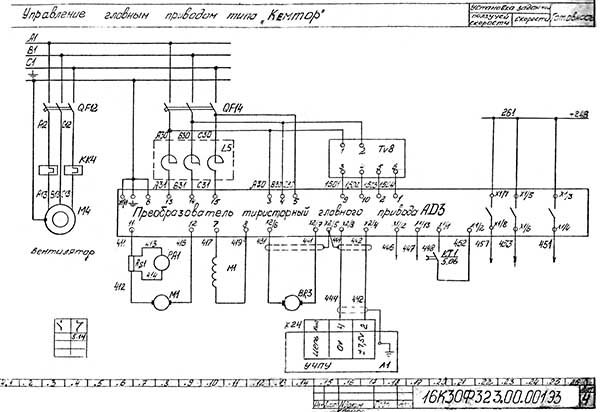 Схема електрична токарного верстата з ЧПУ 16К30Ф3